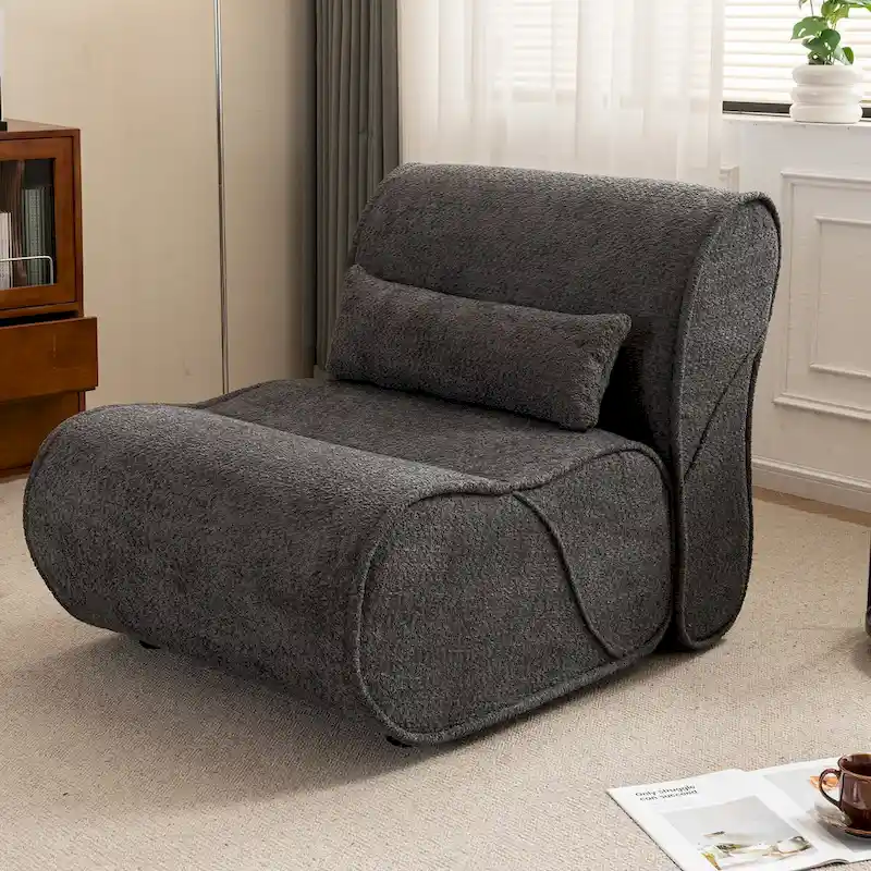 Velvet Recliner Lounge Chair with Lumbar Cushion