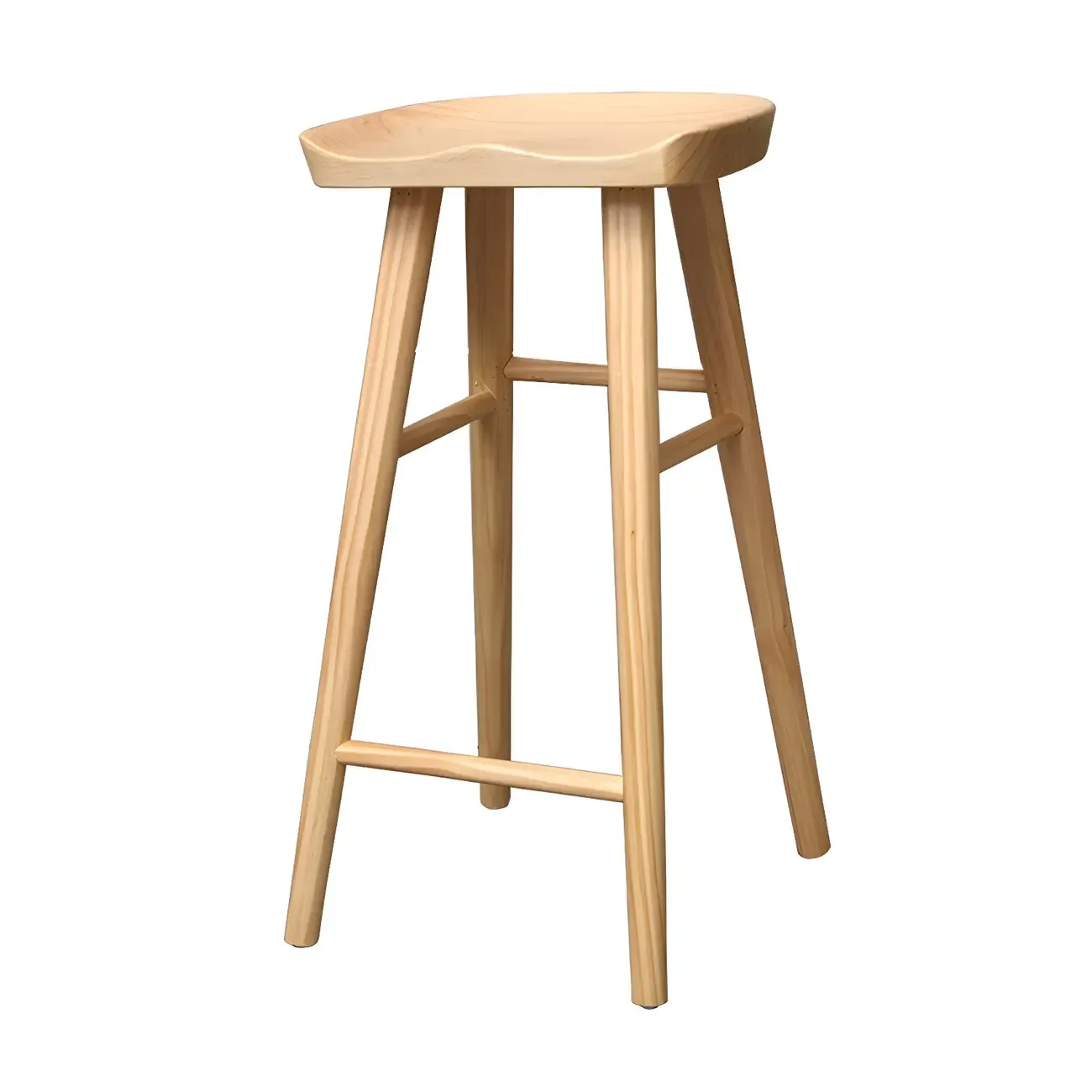 Counter Height Backless Wooden Industrial Bar Stools