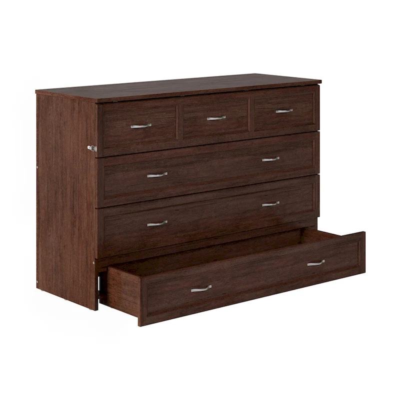 Northfield Queen Murphy Bed Chest with Mattress in Burnt Amber