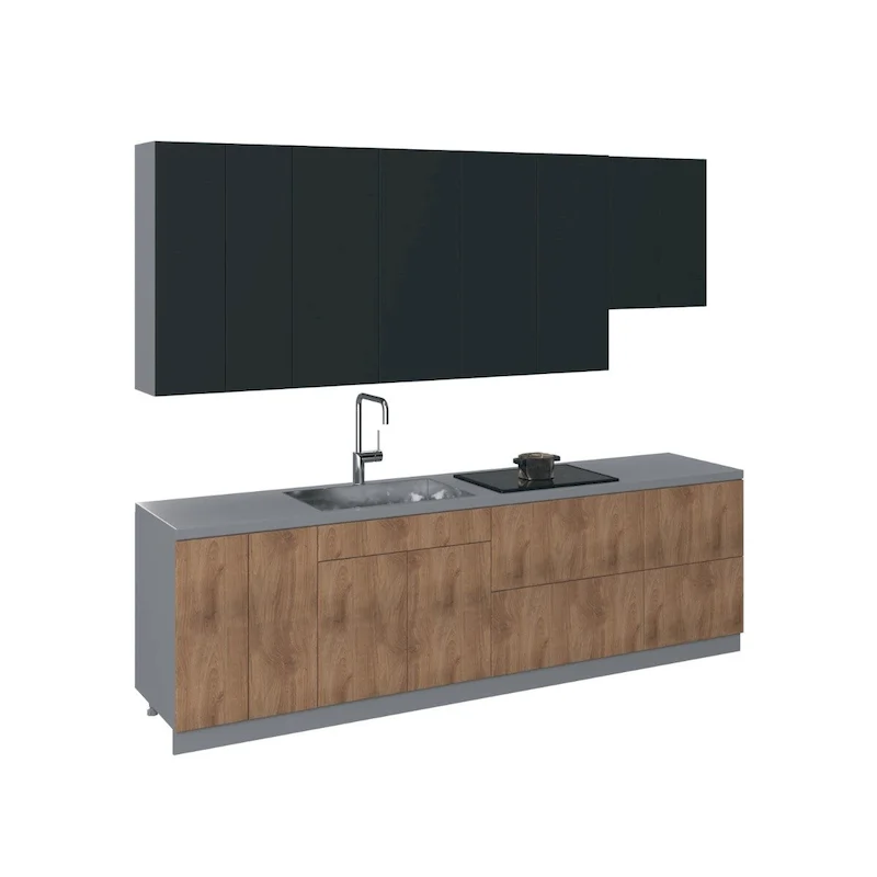 Kitchen Contemporary Collection Natural Teak Color Base Size 9.5Ft Wide - 114x24