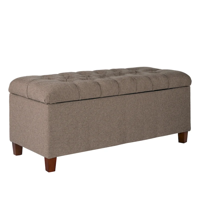 Textured Fabric Upholstered Tufted Wooden Bench With Hinged Storage, - 18 H x 40 W x 18 L Inches