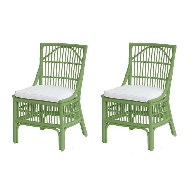 Rattan Slat Back Cushioned Dining Chairs, Set of Two by East at Main