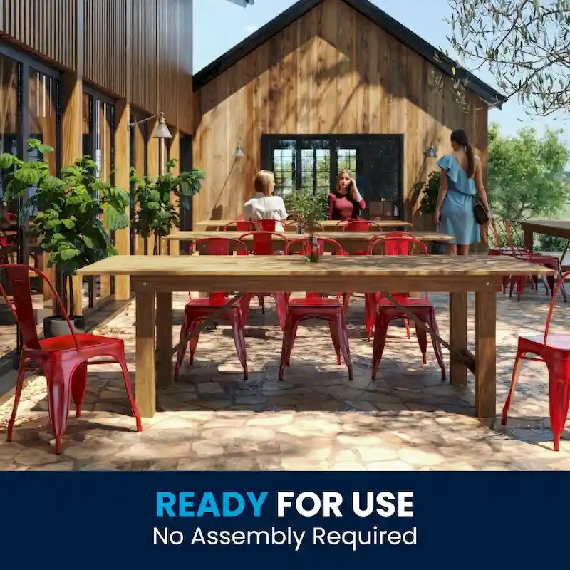 8' x 40 Rectangular Antique Rustic Solid Pine Folding Farm Table - 96D x 40W x 30H