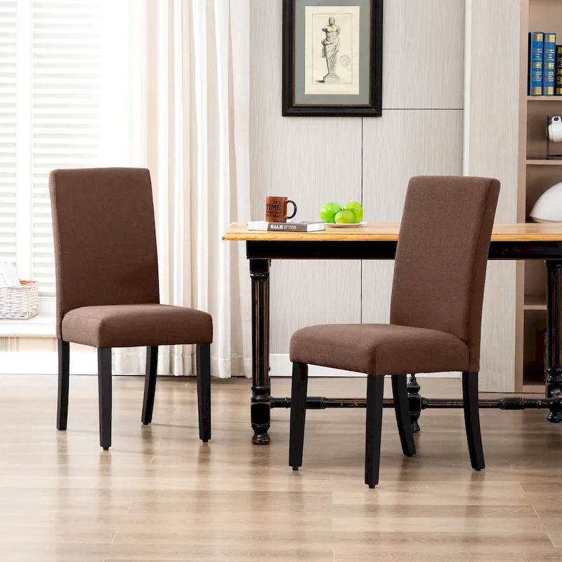 Grandview Upholstered Linen Fabric Dining Chair (Set of 2)