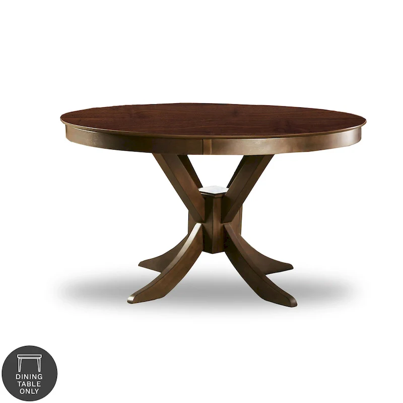 Round Walnut Wood Dining Table, 53-Inch