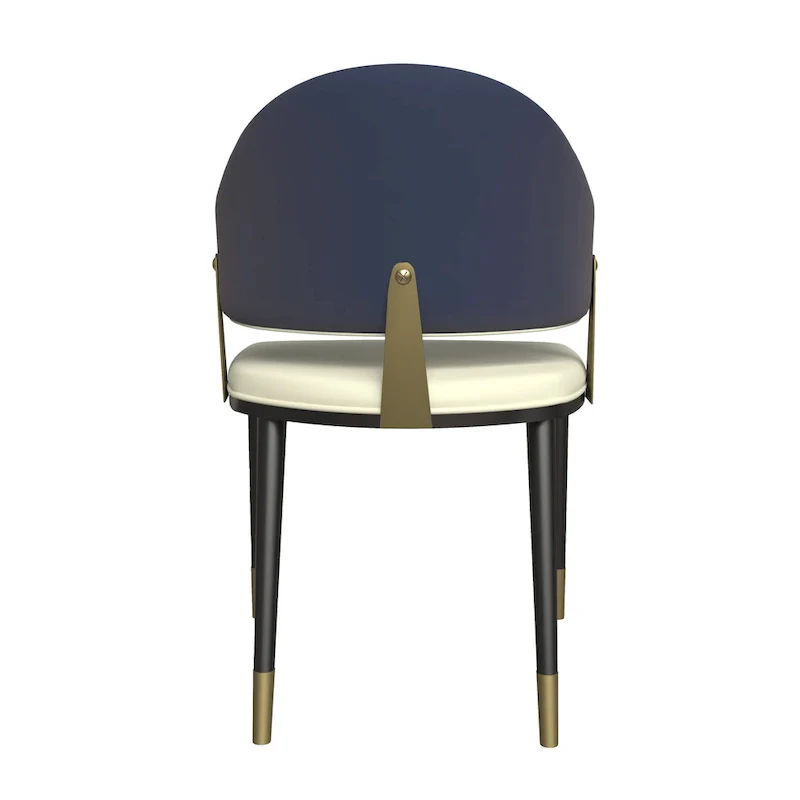 Leather Dining Chair in Iron with Gold Accents Design Modern Ergonomic Side Chair