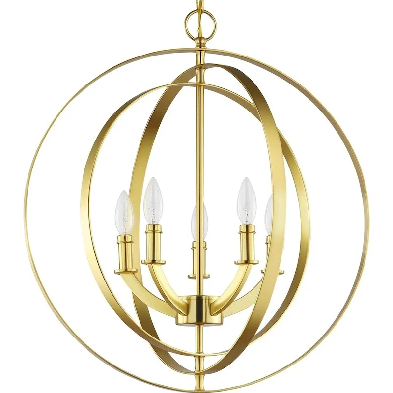 Equinox Collection Satin Brass Five-Light Sphere Pendant - 26.180  x 24.410  x 12.200