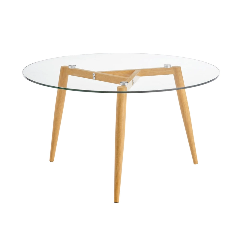 Danya B. Van Beuren Coffee Table with Taper Legs and Glass Tabletop