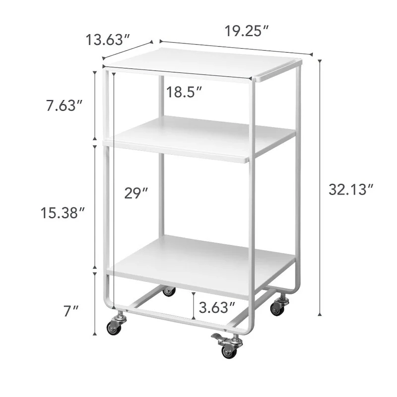 Rolling Utility Cart, Steel, Wheels - L 19.29 x W 14.96 x H 32.09 inches