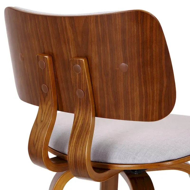 Mid-Century Fabric and Wood 26 Counter Stool with Swivel