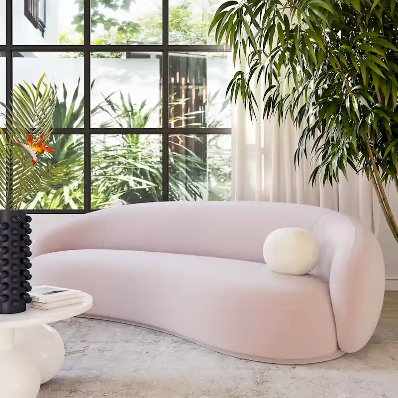 Plush Velvet Upholstered Sofa – Solid Wood Frame, Tapered Legs, Modern Living Room Couch