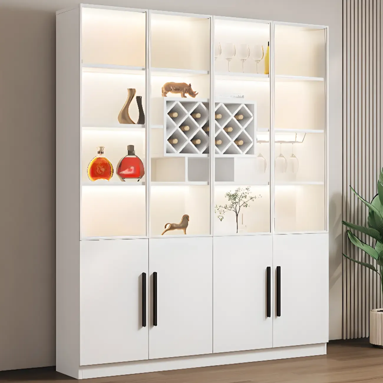 79 Modern Wooden Lighted Storage Cabinet for Indoor Display