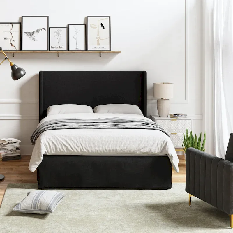 Louise Traditional Washable Slipcover Bed Upholstered Metal by HULALA HOME