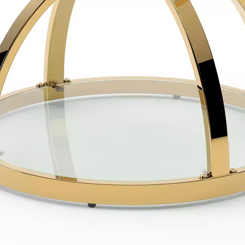 GDFStudio Leda 19.69'' Modern Glass Side Table with 2 Tiers, Ring-Shaped Frames