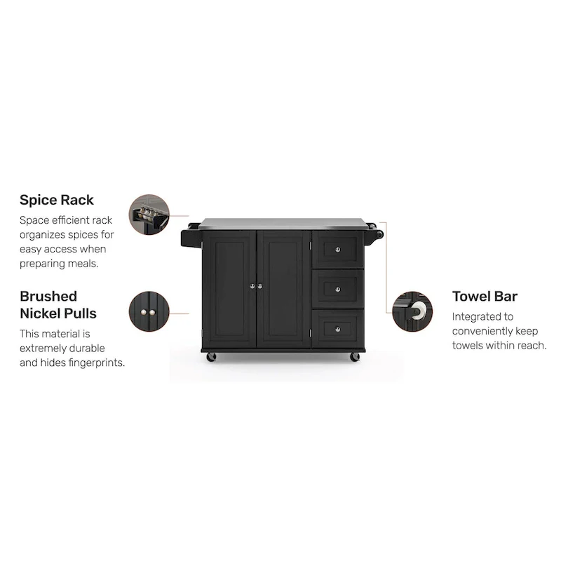 Kitchen Cart with Stainless Steel Top