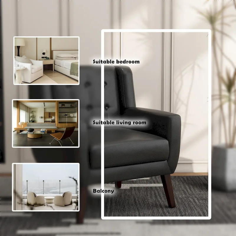 PU Leather Accent Chair Living Room Upholstered Armchair