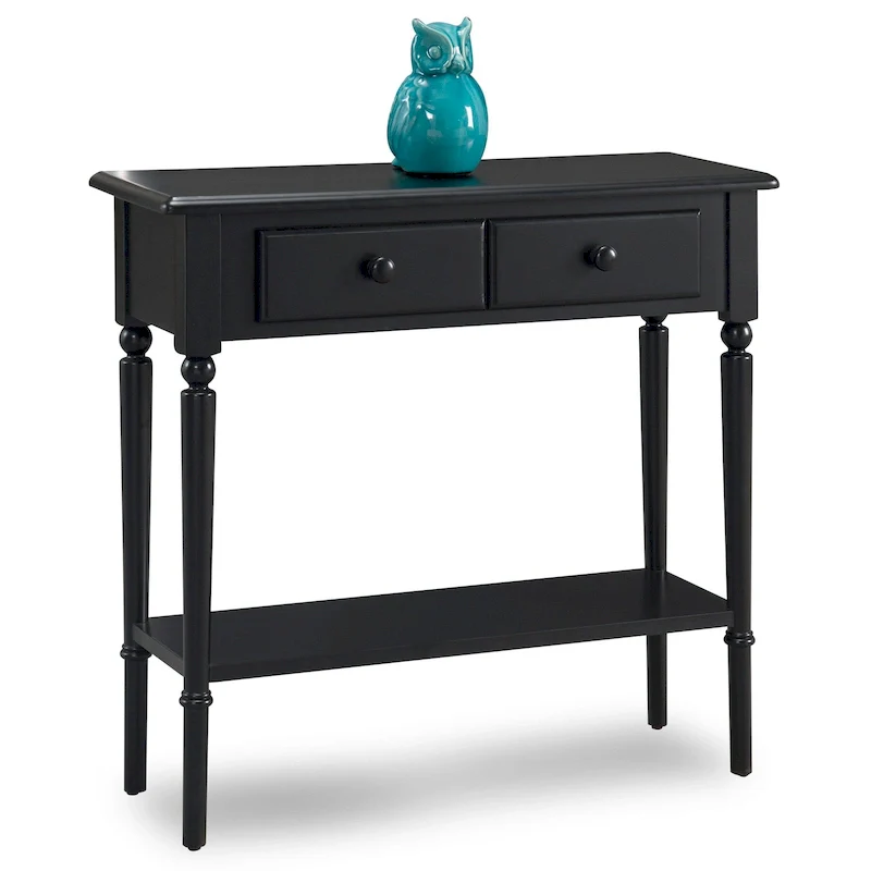 Black/Brown/Multi Narrow Hall Console Table with Drawer and Shelf