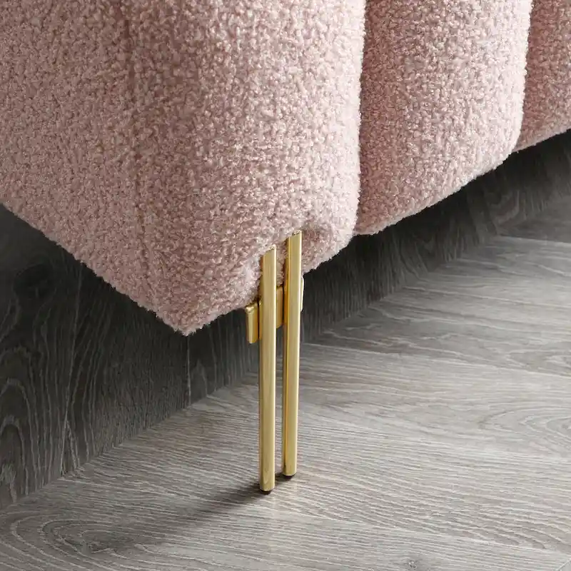 Modern End of Bed Bench Sherpa Fabric