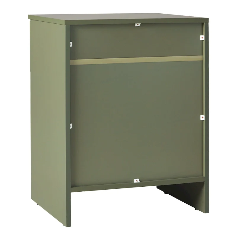 Modern 1-Drawer Nightstand with Open Cubby – Dark Grey / Riviera / Green / Black, Finger-Pull, Seats 0