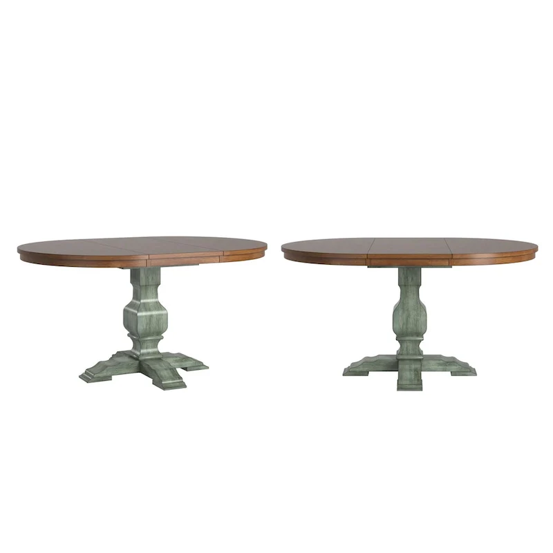 Two-Tone Oval Solid Wood Extending Dining Table