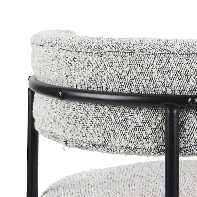 White Boucle Round Dining Chair