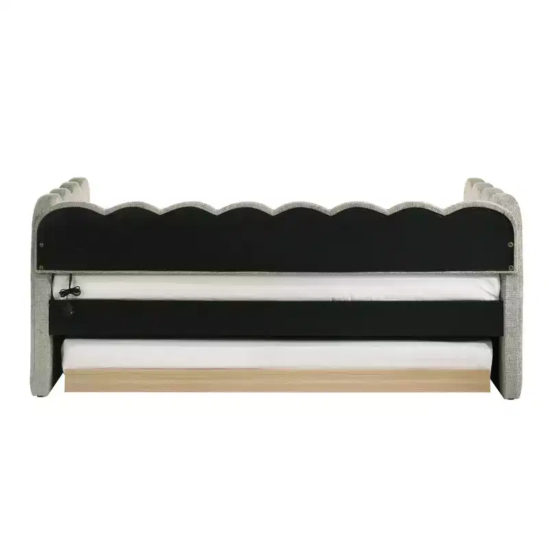 GDFStudio Charlotte Modern Wood Upholstered LED Daybed with Trundle