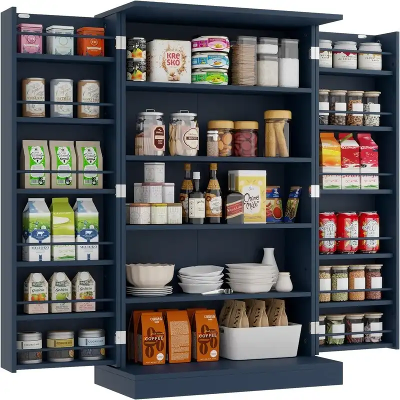 Blue / Red / Grey / White Freestanding Storage Cabinet with Doors & Adjustable Shelves, 1-Person