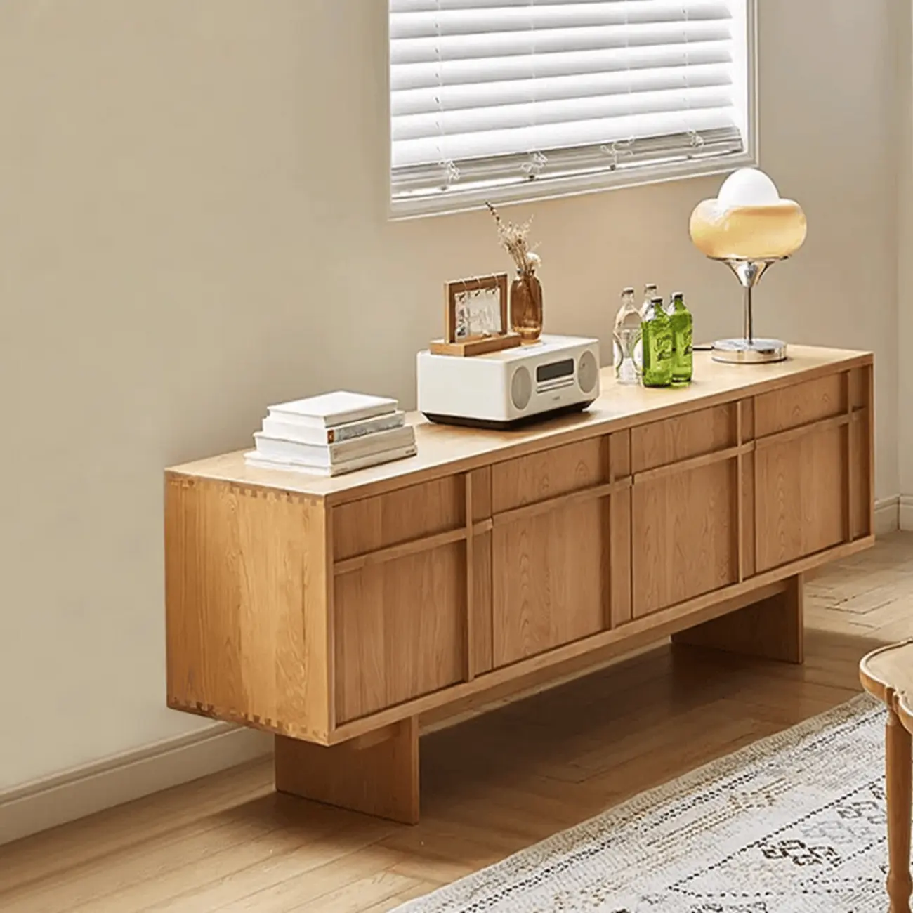 Scandinavian Brown Wood Cabinet TV Stand with Adjustable Shelf