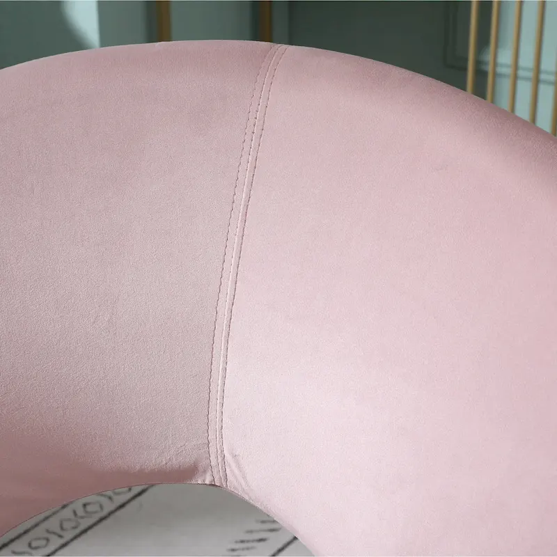 Pink Modern 28 Polyester Upholstered Accent Chair with Gold Tone Finished Base and Metal Sled Legs