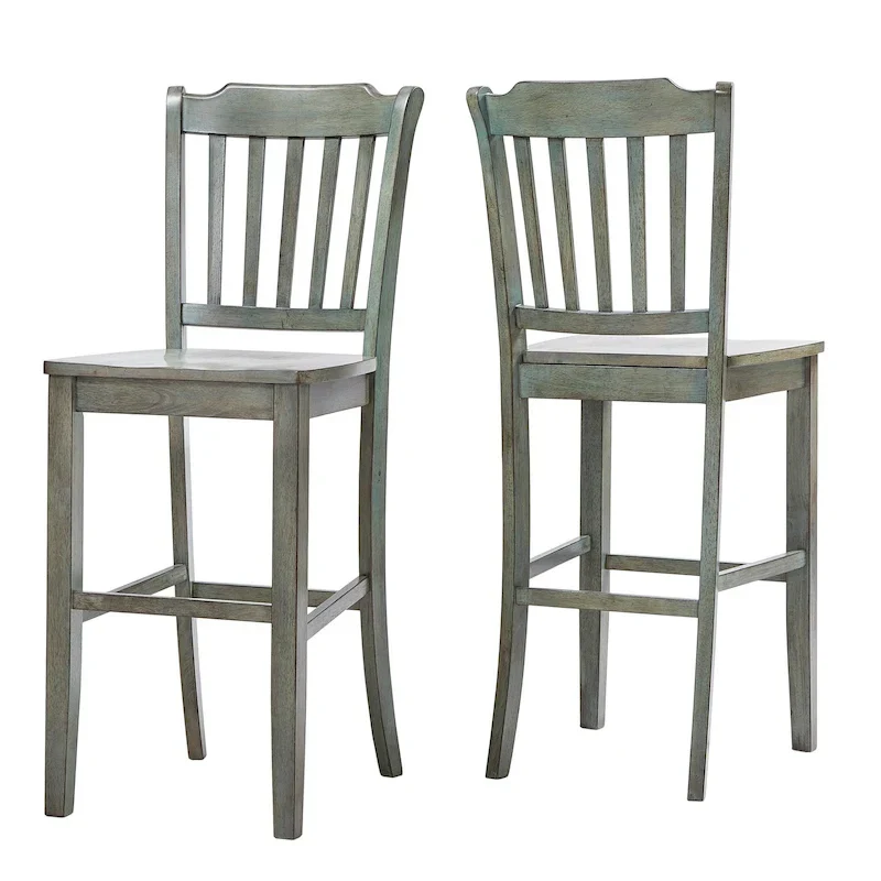 Slat Back Bar Height Chairs (Set of 2)