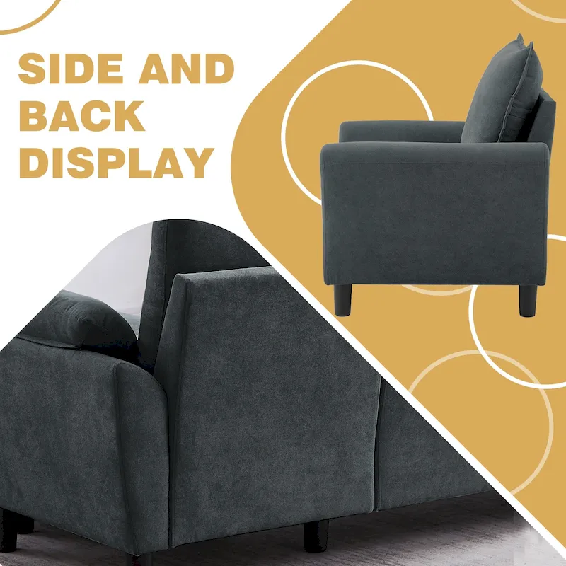 3-Piece Living Room Sectional Sofa Set with Chair and Ottoman