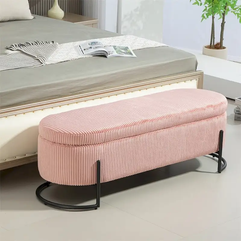 Storage Ottoman,Bedroom End Bench,Upholstered Fabric Storage Ottoman