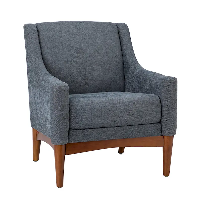 Francis Mid-Century Modern Upholstered Armchair with Sloped Arms and Solid Wood Legs