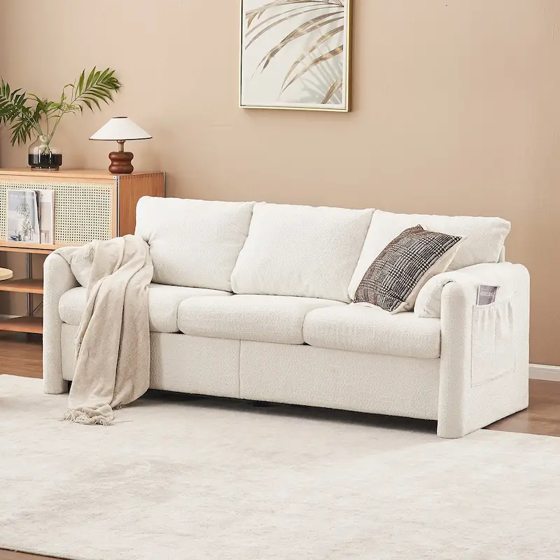 3-Seater Sofa 77 Chenille Couch - Plush Triple Seater Sofa with High-Density Foam Cushions, Deep Seat Living Room Couch