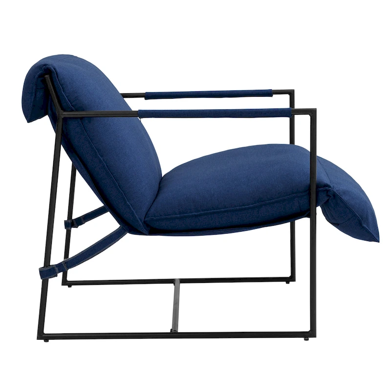 Fabric Accent Chair Metal Framed Sling Armchair Set of 2