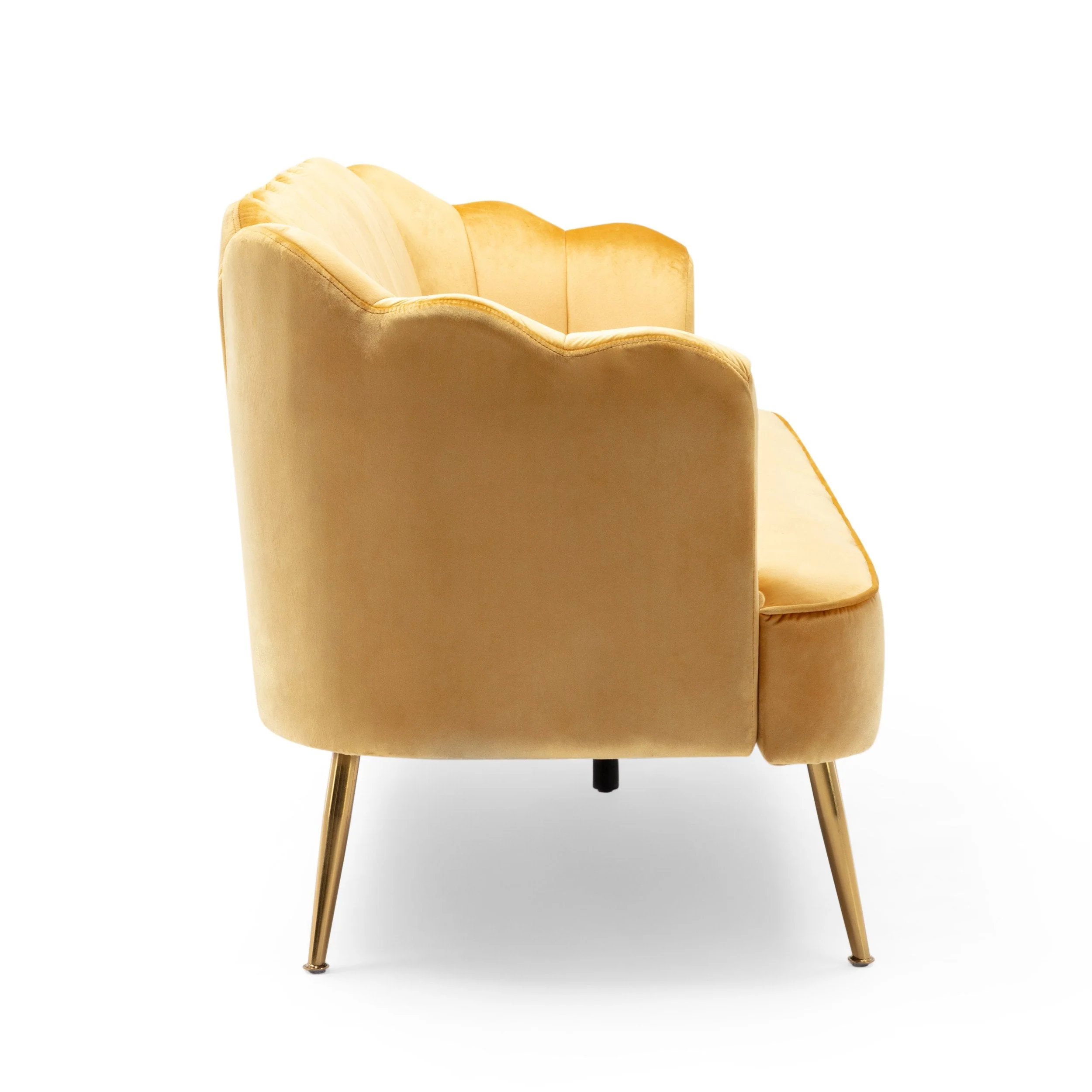 Modern Glam Velvet Channel Stitch 3 Seater Shell Sofa - NH378413