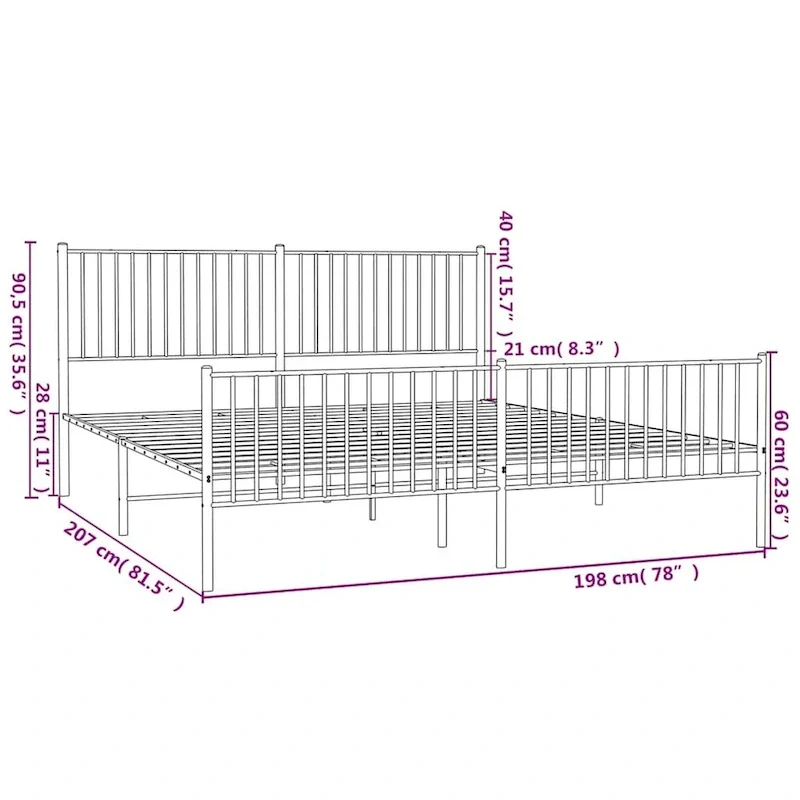 vidaXL Metal Bed Frame, No Mattress