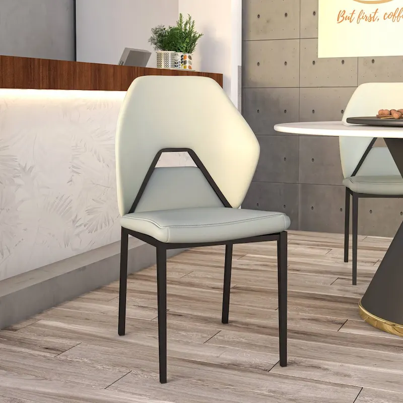 PU Leather Dining Chair – Brown/Grey/Blue Grey/Green Blue/White, Iron Legs, Single