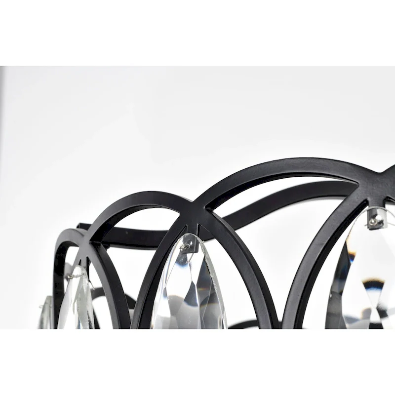 Dakanda 24 Inch Matte Black finish 6 Light, 3 Blade Crystal Ceiling Fandelier with Remote