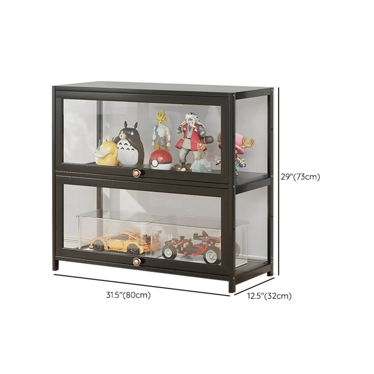 Simple Flip-up Black Clear Glass Cabinet