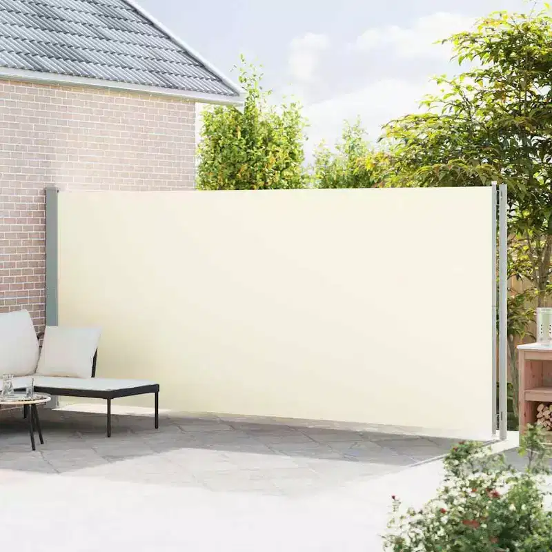 vidaXL Side Awning Cream Polyester with PU coating, powder-coated steel