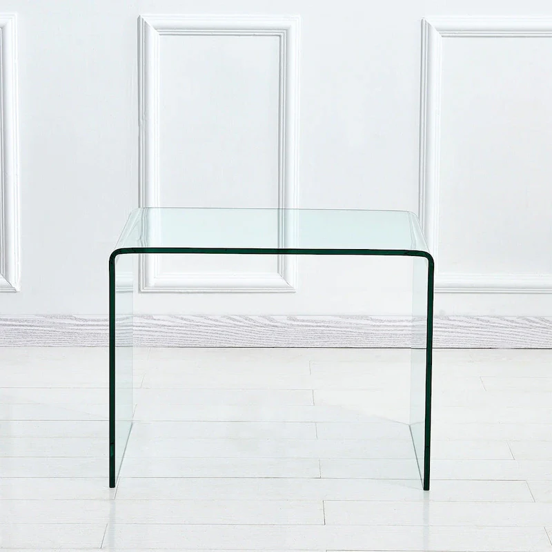 Glass Console Table, Transparent Tempered Glass Console Table