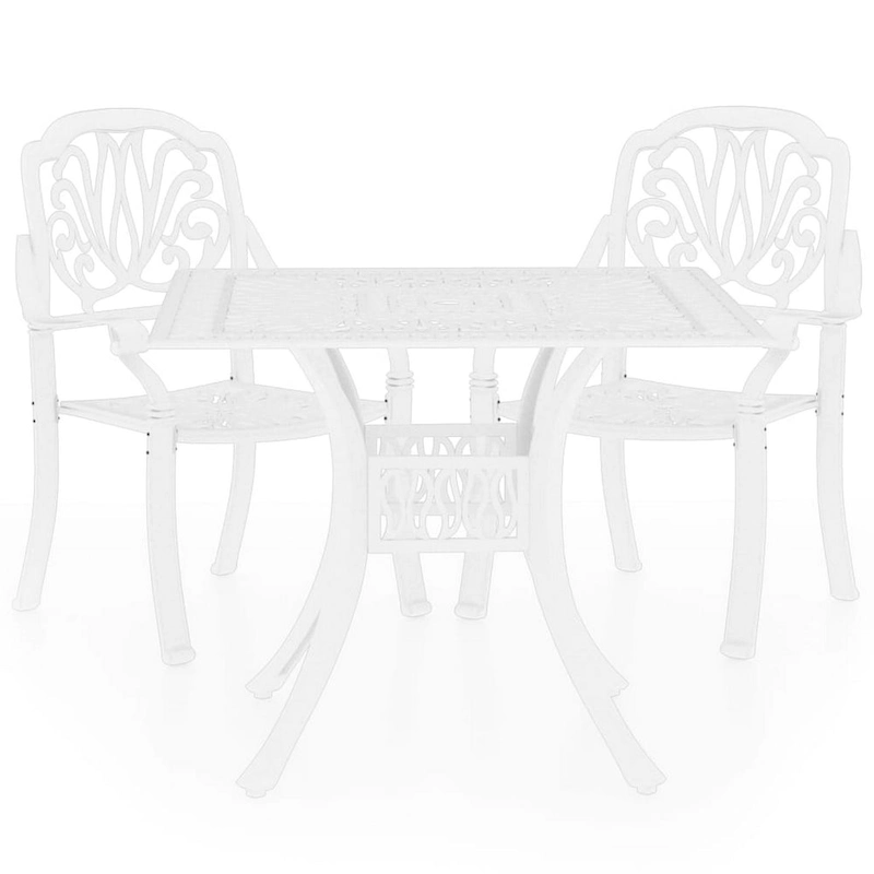 Outdoor 3pc Bistro Table and Chairs Set, Trellis Pattern, White Metal