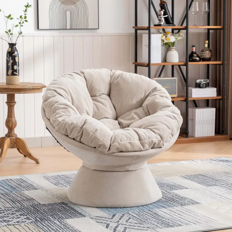 360 Swivel Barrel Accent Chair, Grey / Yellow / Beige, Single Seat