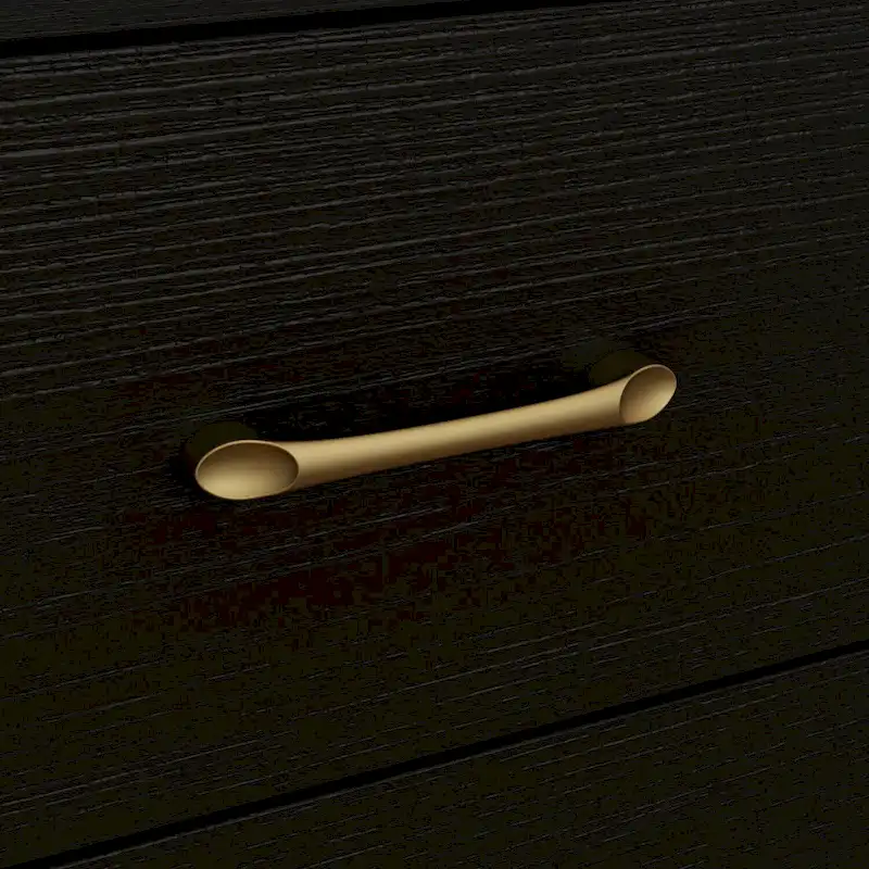 Elegant 9-Drawer Dresser with Gold Accents - Black Stripe Finish Chest