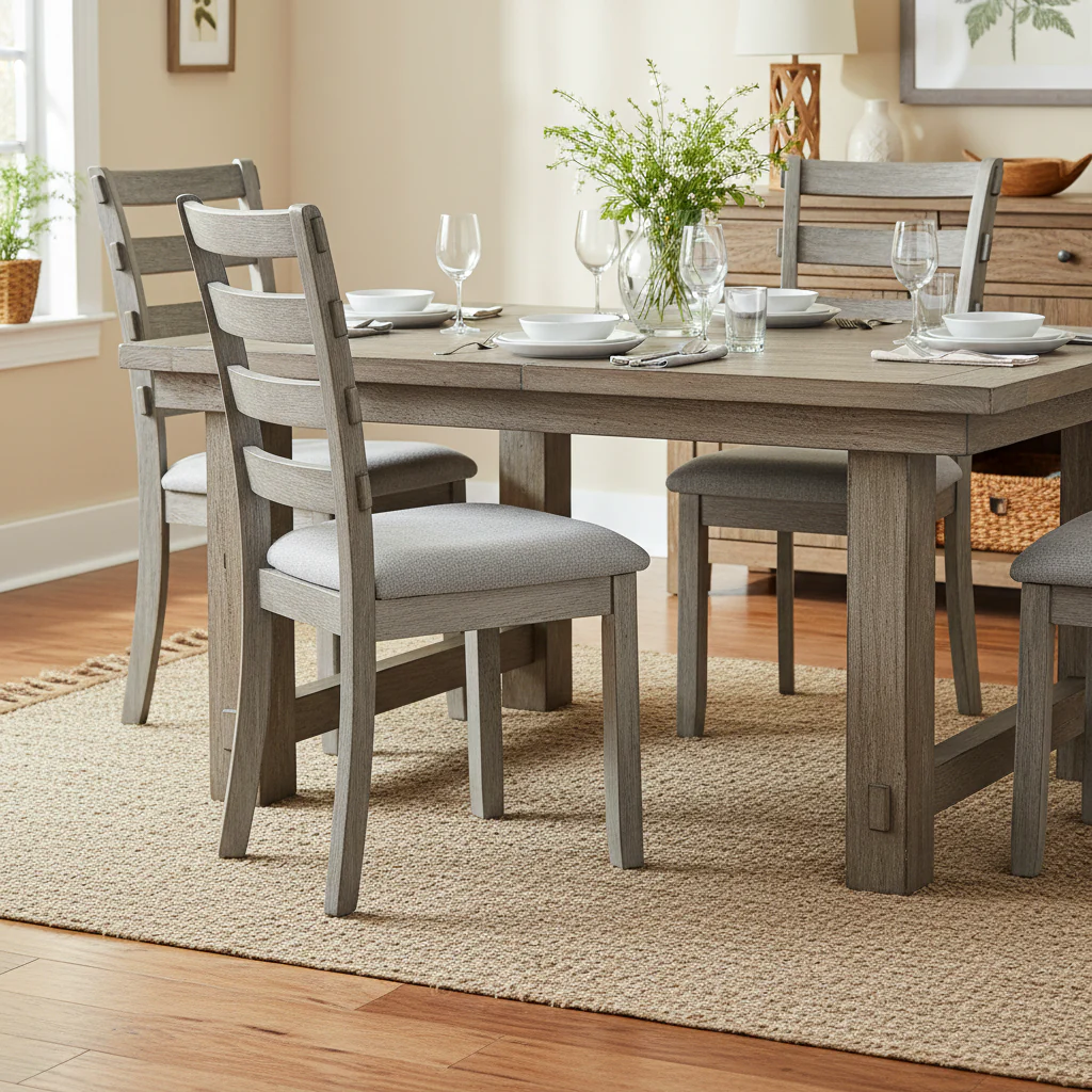 Gray 2-Piece Farmhouse Dining Chairs, Ladder-Back Style, Seats 2