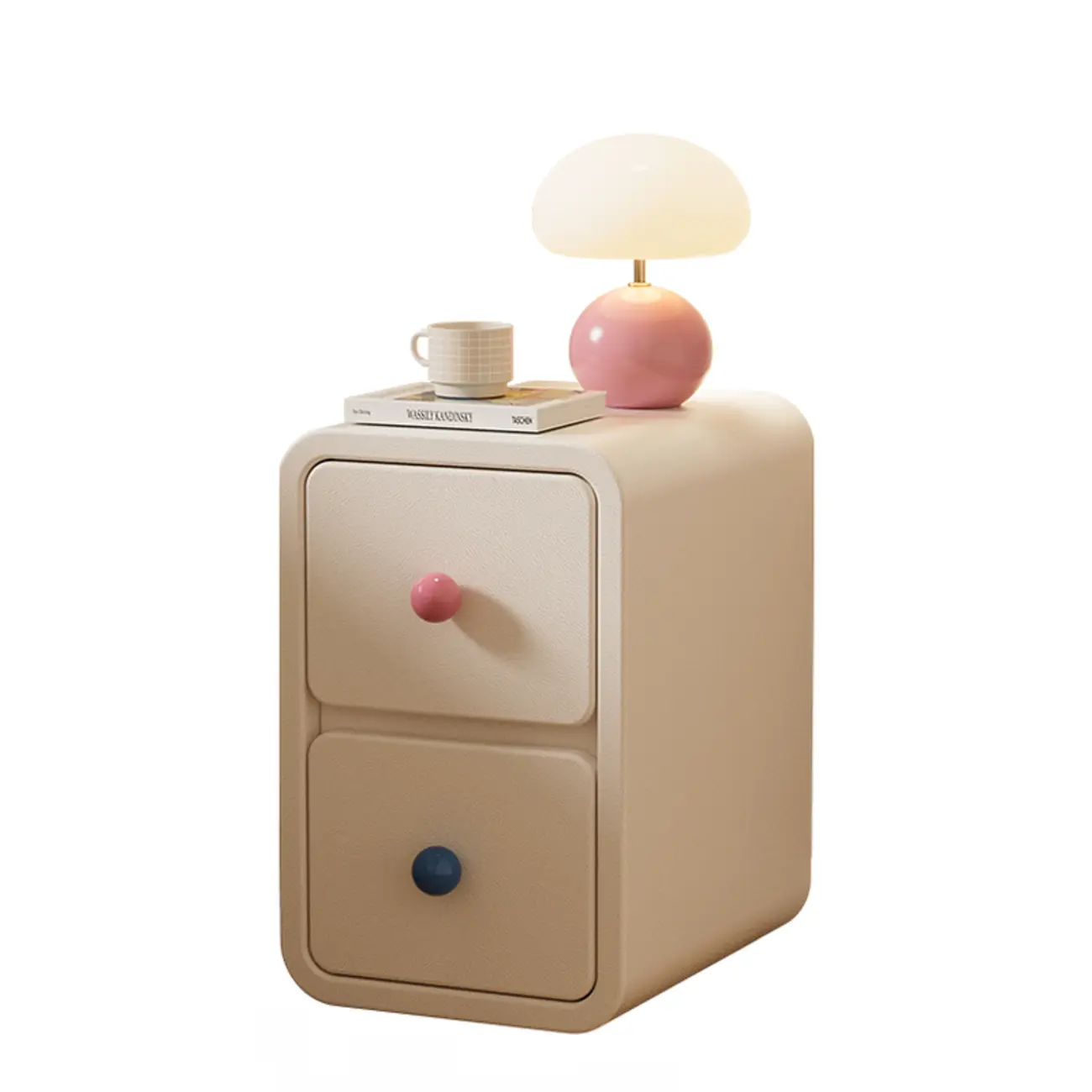 Narrow Rectangular Wood Nightstand with Drawers