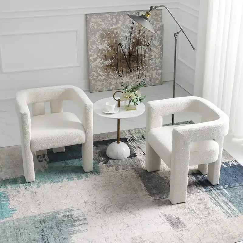 KINWELL 24 Wide Boucle Upholstered Armchair (Set of 2)