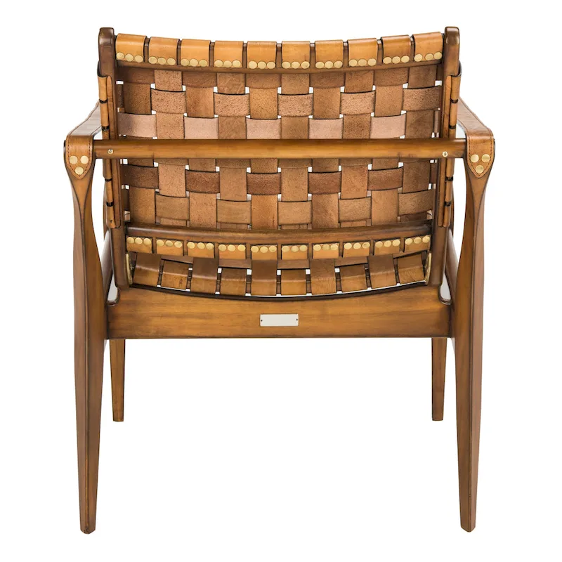 SAFAVIEH Couture Zenica Leather Safari Chair - 24.5 W x 30 L x 30 H - 25W x 30D x 30H