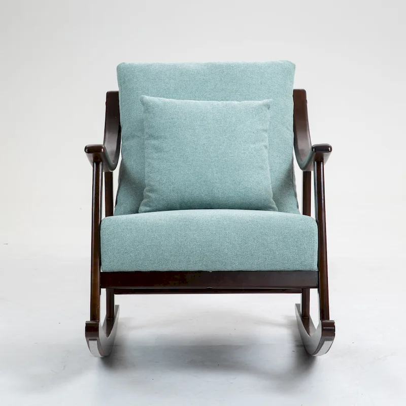 Linen Solid Wood Rocking Arm Chair